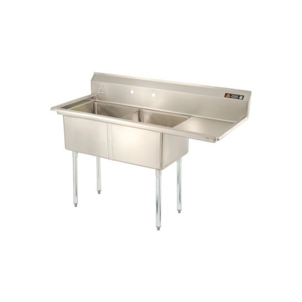 Aero Aero Manufacturing Company AF2-1818-18R Two Bowl SS Sink, 18 x 18, Right Sided Drainboard AF2-1818-18R - main